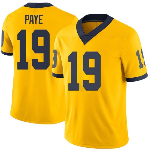 Kwity Paye Michigan Wolverines Men's NCAA #19 Maize Limited Brand Jordan College Stitched Football Jersey YEM5154DE